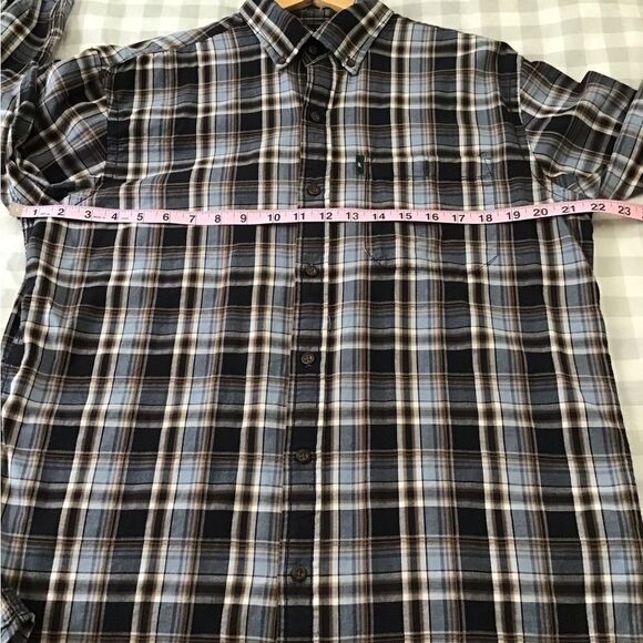 G.h. Bass and co. Button down plaid shirt 100% cotton mens blue brown small - Picture 8 of 11